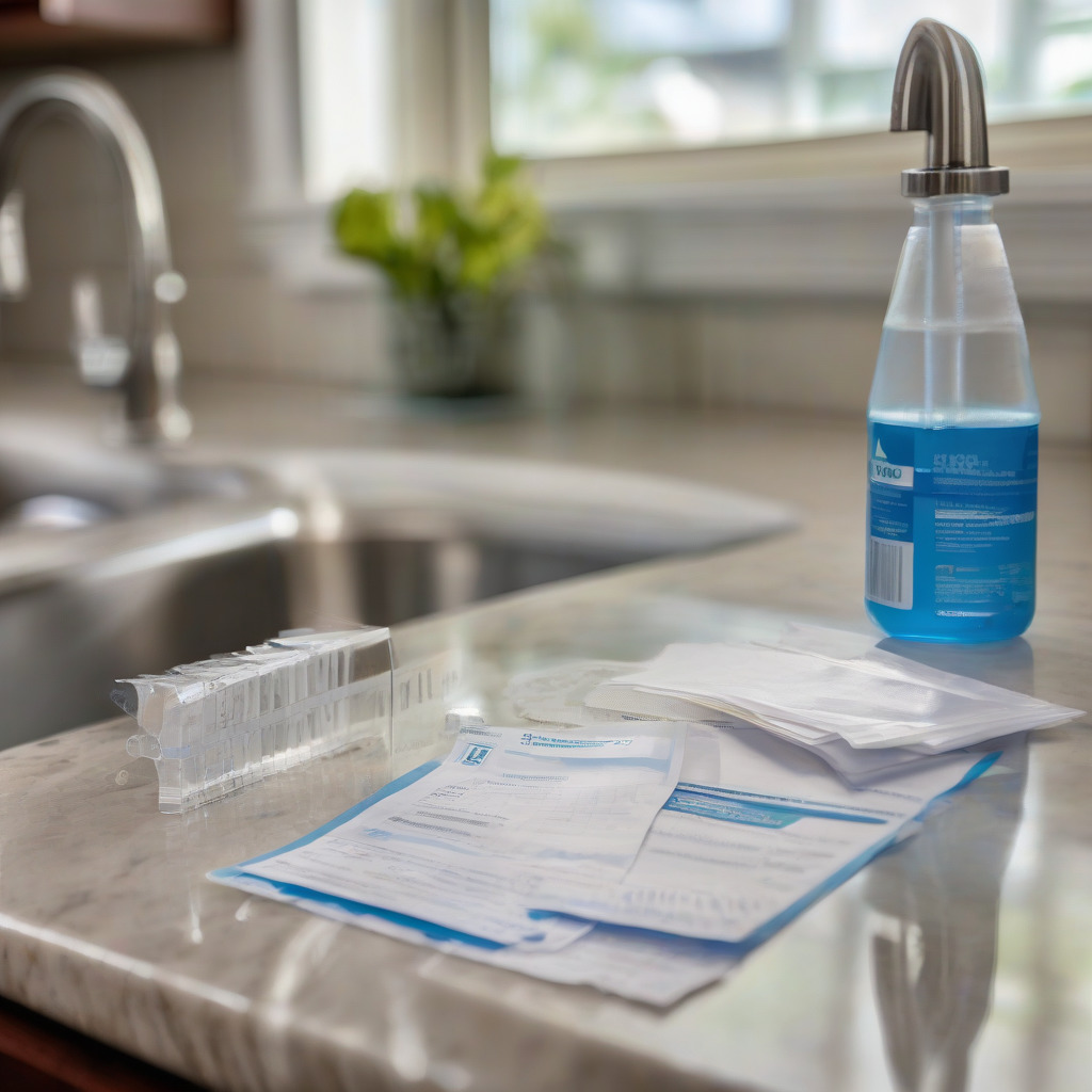 Water testing kit with pH meter, hardness testing strips, and certified lab sample collection vial for Central Florida drinking water
