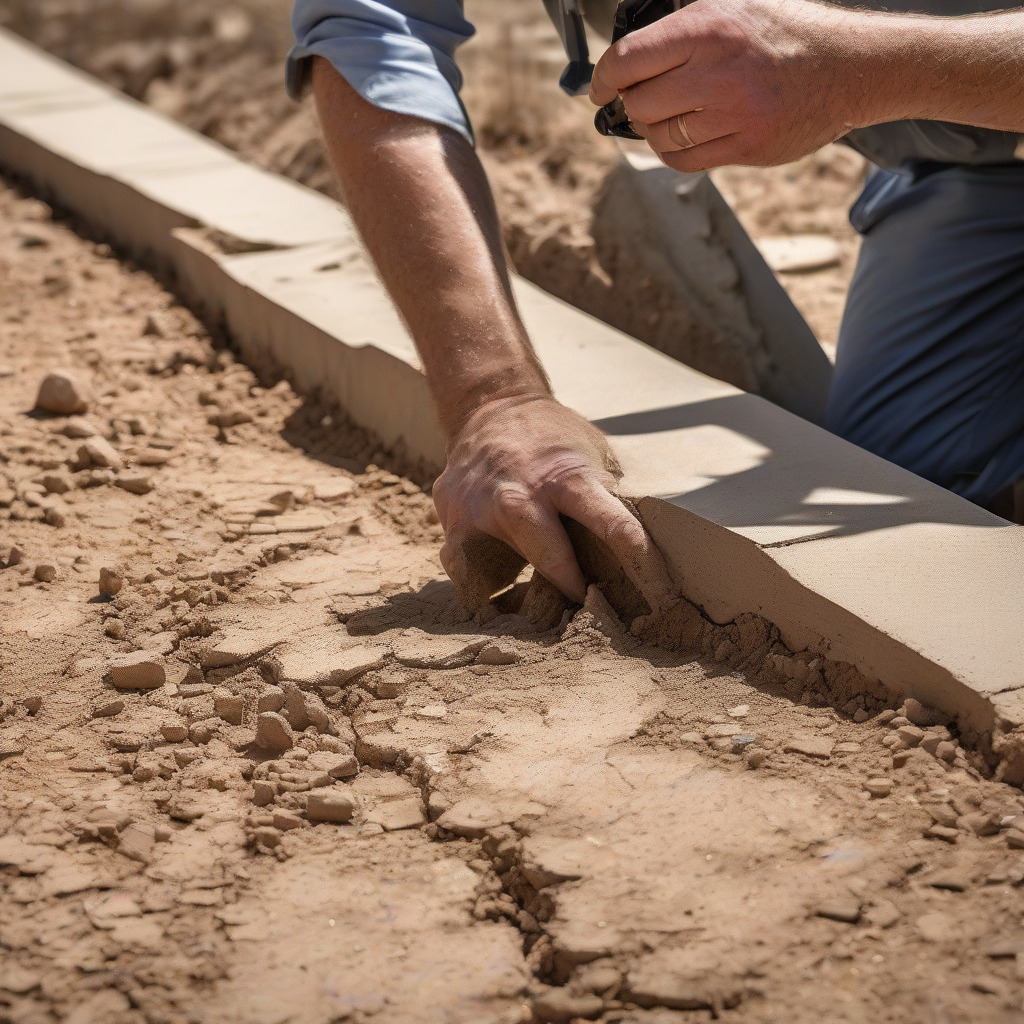 Denver home inspector examining foundation crack caused by expansive soils beneath residential brick home