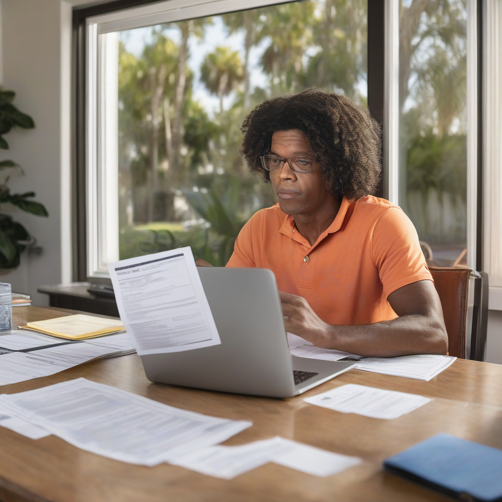 Homeowner reviewing homestead exemption documents with Orange County property information