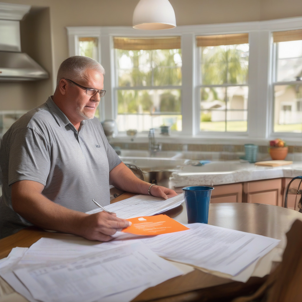 Home insurance documents and premium comparison sheets for Orlando residential property