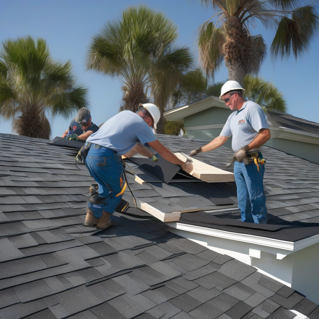 Roof replacement cost Orlando—roofing crew installing compliant architectural shingles