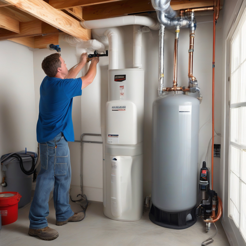 Sulfur filter installation showing air injection oxidizing filter tank connected to home plumbing in Orlando